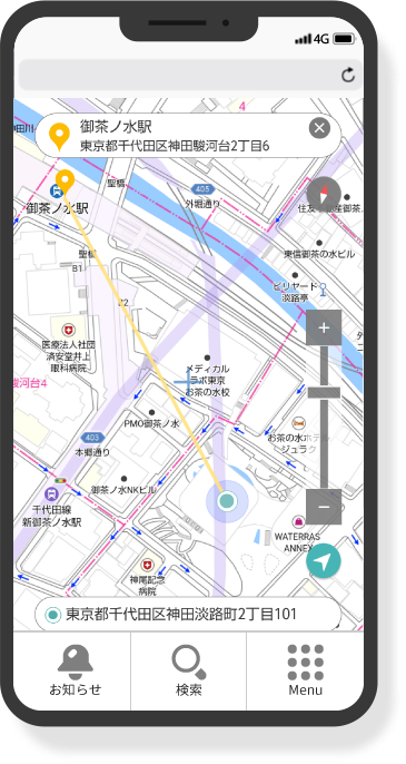02目的地の方向を一目で把握できる