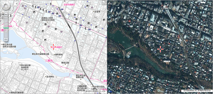 (株)ゼンリン　住宅地図と航空写真の比較