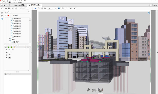 3D都市モデルデータに計画したCIMモデルを配置