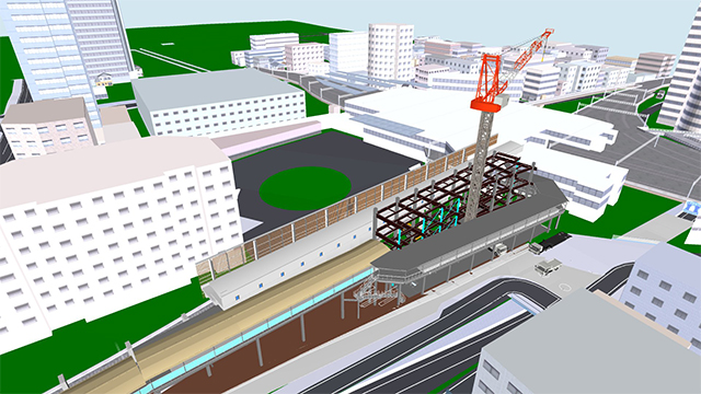 駅前ビルの施工計画に利用