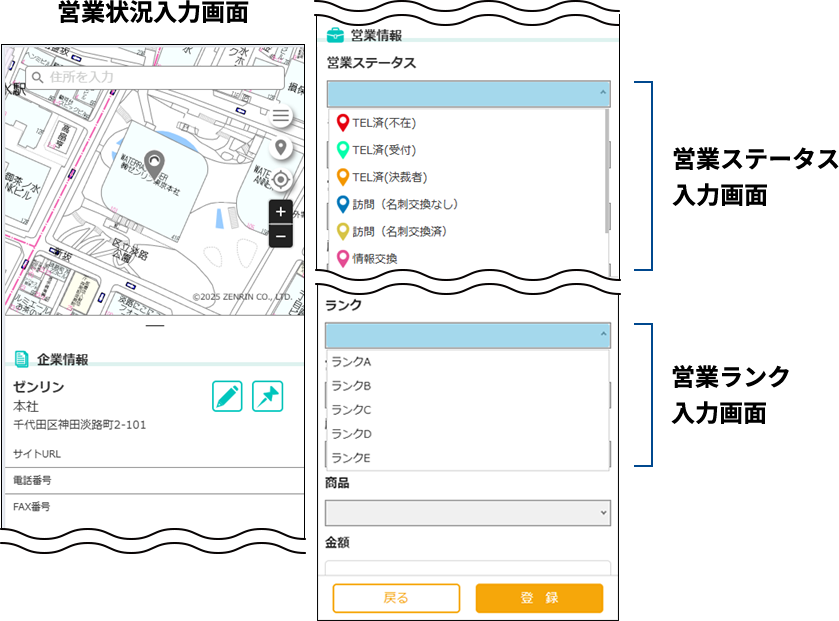 営業状況入力画面
